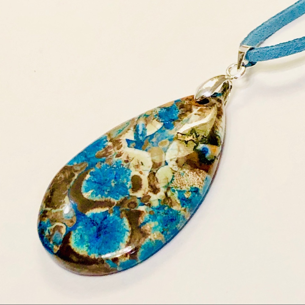 Blue Kambaba Jasper Stone Hand-crafted One-of-a-Kind Necklace - Picture 5 of 8
